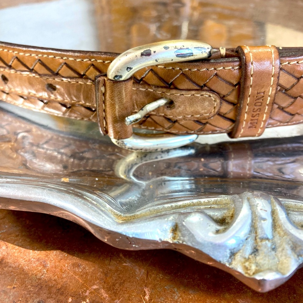 Missoni Leather Belt Braided basket weave Italy